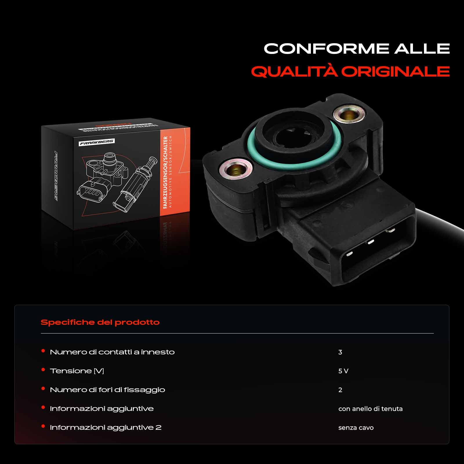 Frankberg Sensore posizione valvola a farfalla Compatibile con Transporter IV Bus 70B 70C 70J 70K 7DB 7DC 7DJ 7DK Golf III 1H1 Ibiza II 6K1 LT 40-55 I Furgone 291-512 Transporter IV 044907385A