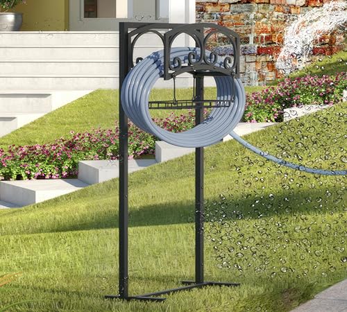 CALIDOLA Freistehender Gartenschlauchhalter Robuster Metallständer für 45 7 m Schlauch Organizer und Aufbewahrungsregal für den Außenbereich