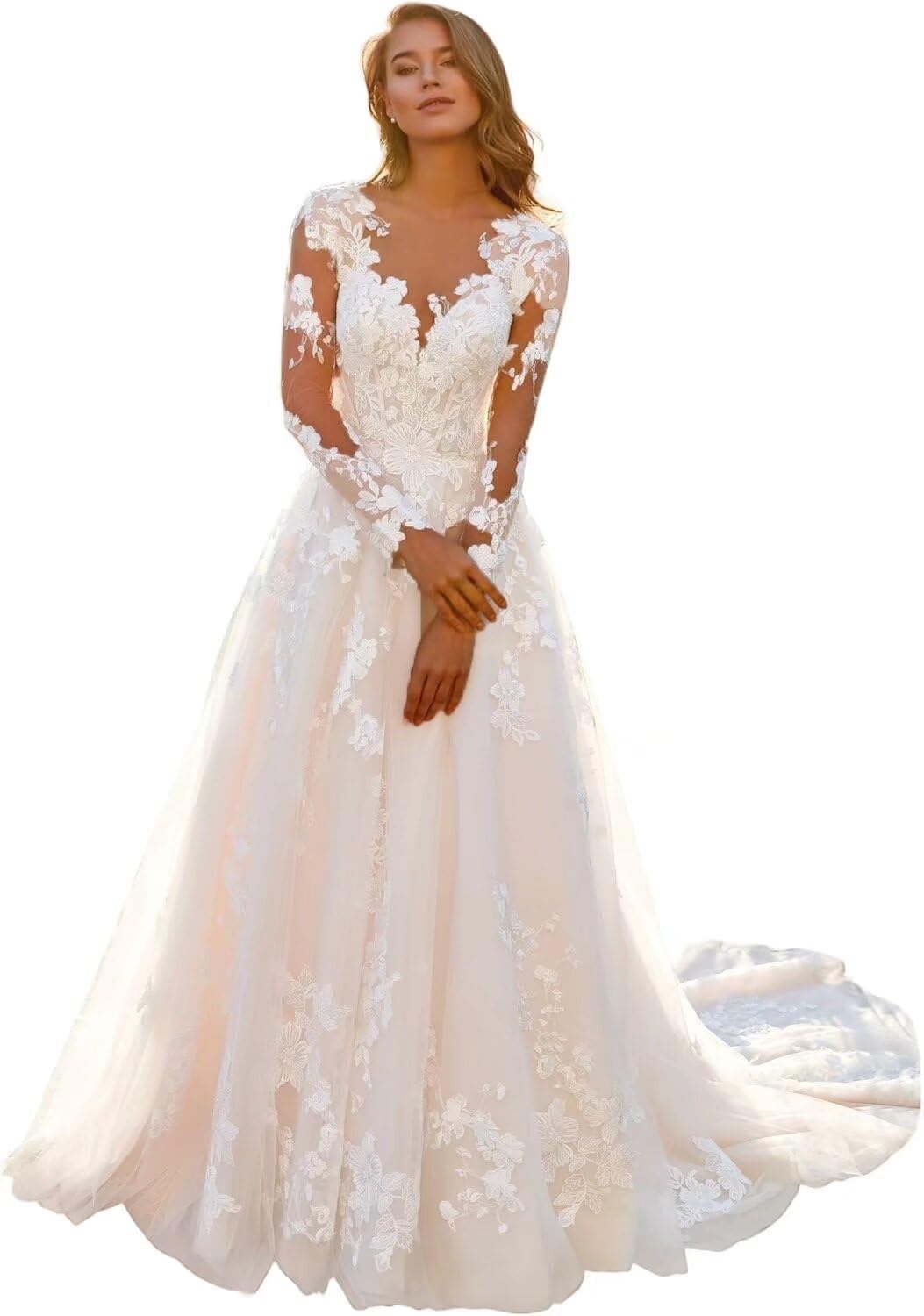 WOIDOCE Boho Mermaid Lace Satin Gown