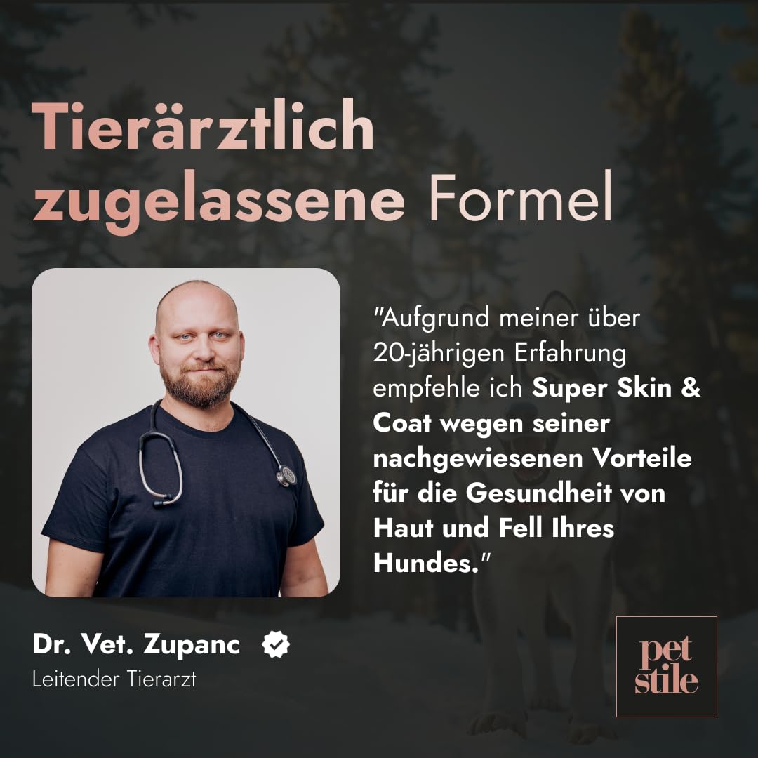 Super Skin & Coat – Natürliches Supplement für Hunde mit Fischkollagen, Leinsamen & Fischöl – unterstützt Haut, Fell, Regeneration & reduziert Entzündungen (100 g (3er Pack))