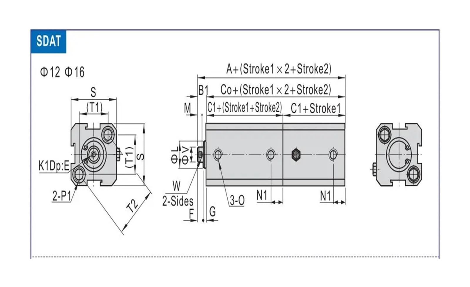 Actuador neumático de carrera 5-50 mm cilindro dúplex doble resistencia SDAT | Cilindro dúplex de alto rendimiento for automatización industrial, robótica y sistemas neumáticos.