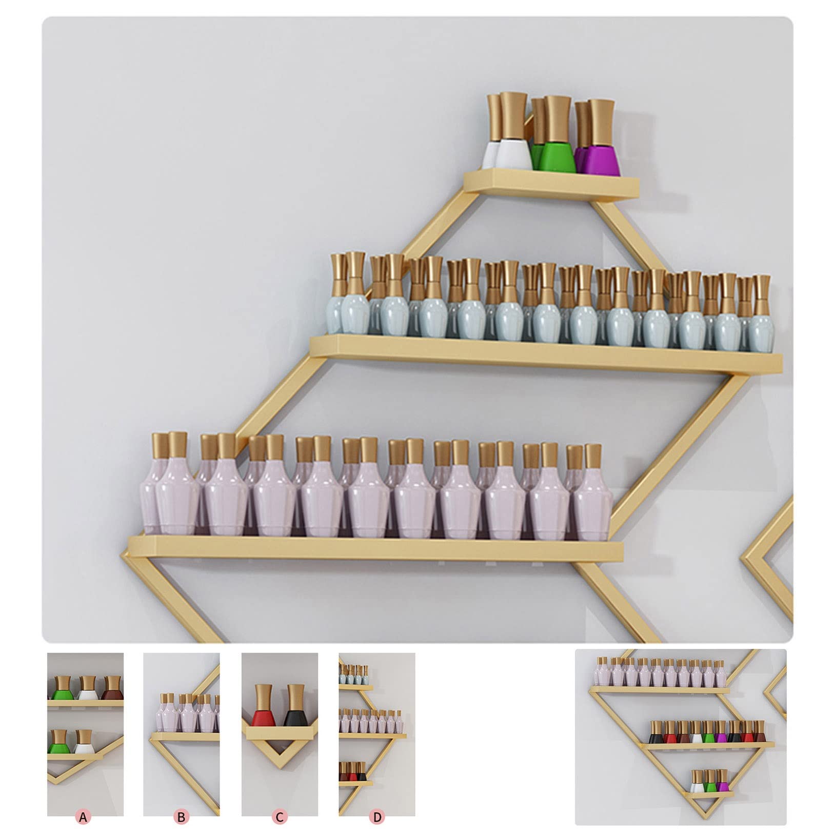 Estante para esmalte de uñas de Pared Estante almacenamiento Estantería Expositor para esmalte de uñas Estantes de Exhibición soporte Baldas organizador de Metal para Maquillaje ,cosméticos ,perfume