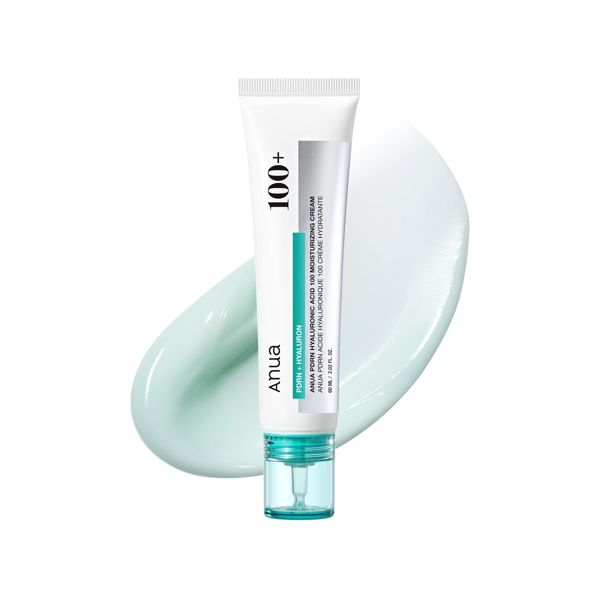 Anua PDRN Hyaluronic Acid 100 Moisturizing Cream, Leichte, Feuchtigkeitsspendende Gesichtscreme mit Lachs-DNA für Glass Skin, Korean Skincare, 60ml