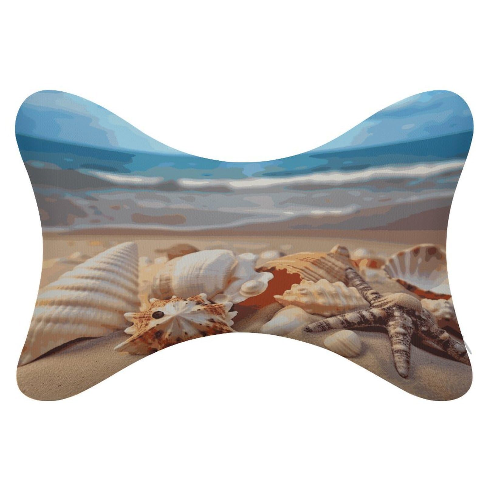 FekiLoot Seashells on The Sandy Beach Car Headrest Set of 2,Softness Memory Foam Car Neck Pillow with Breathable Removable Cover Car Neck Support Pillow Ergonomic for Driving, Office
