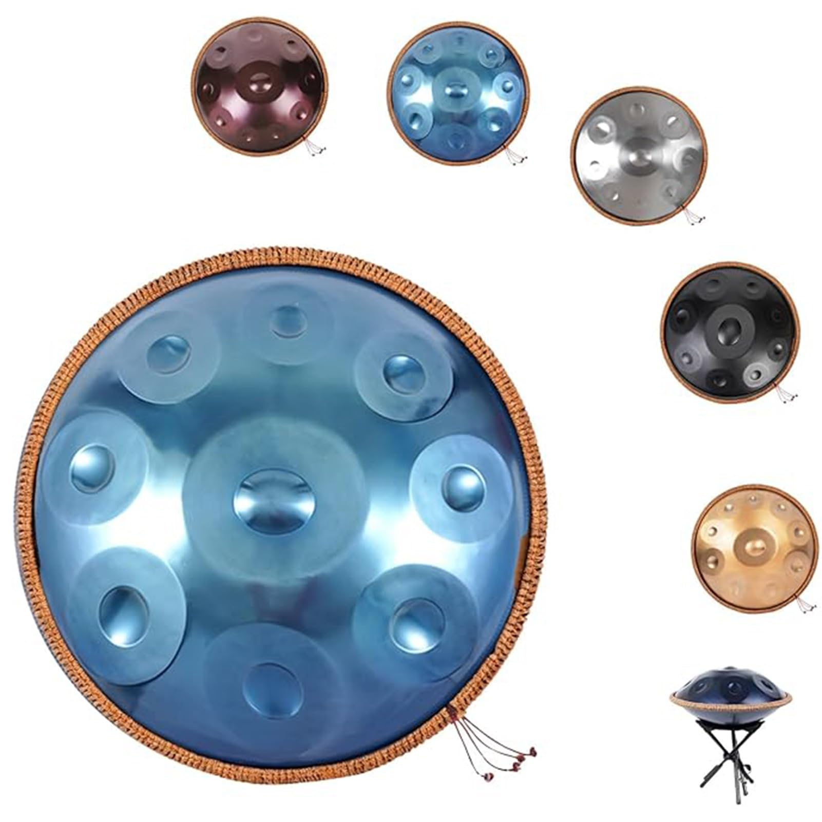 Handpan Drum - Note 9/10/12 In Re Curdo Minore Strumento A Percussione Professionale Handpan In Acciaio, Set Di Batteria Handpan A 432/440 Hz, Per Bambini E Adulti(Blue,440HZ/12Note)