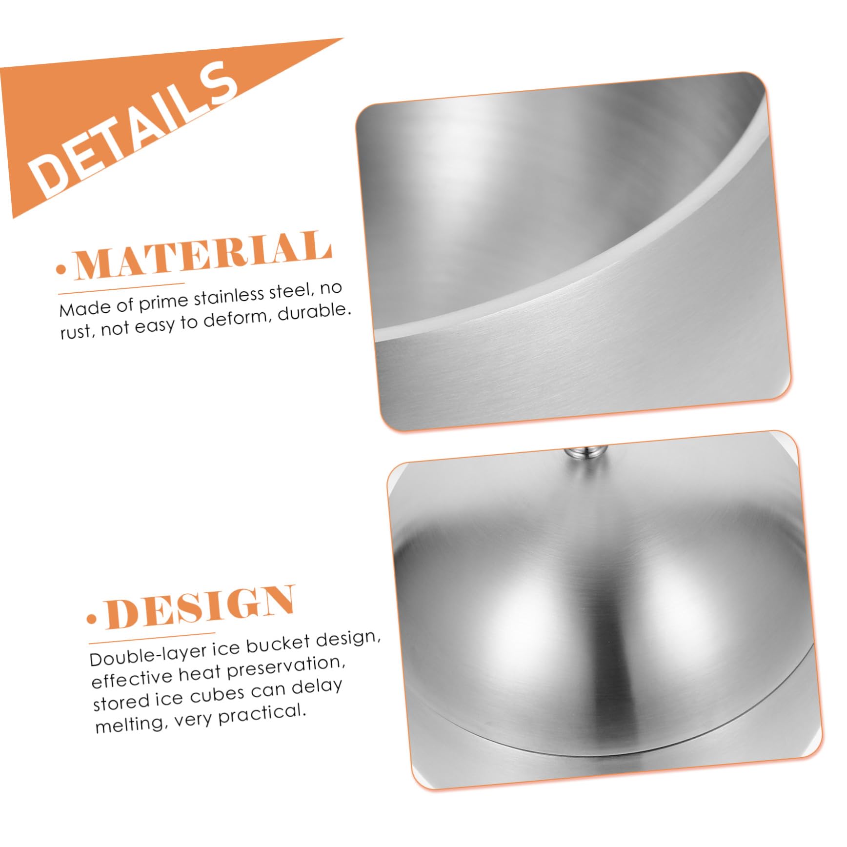 Cubo de Hielo Adecuado para Enfriar Bebidas Hogar para Vino de Acero Inoxidable Gran Capacidad Cubitera Elegante y Simple y Material Resistente