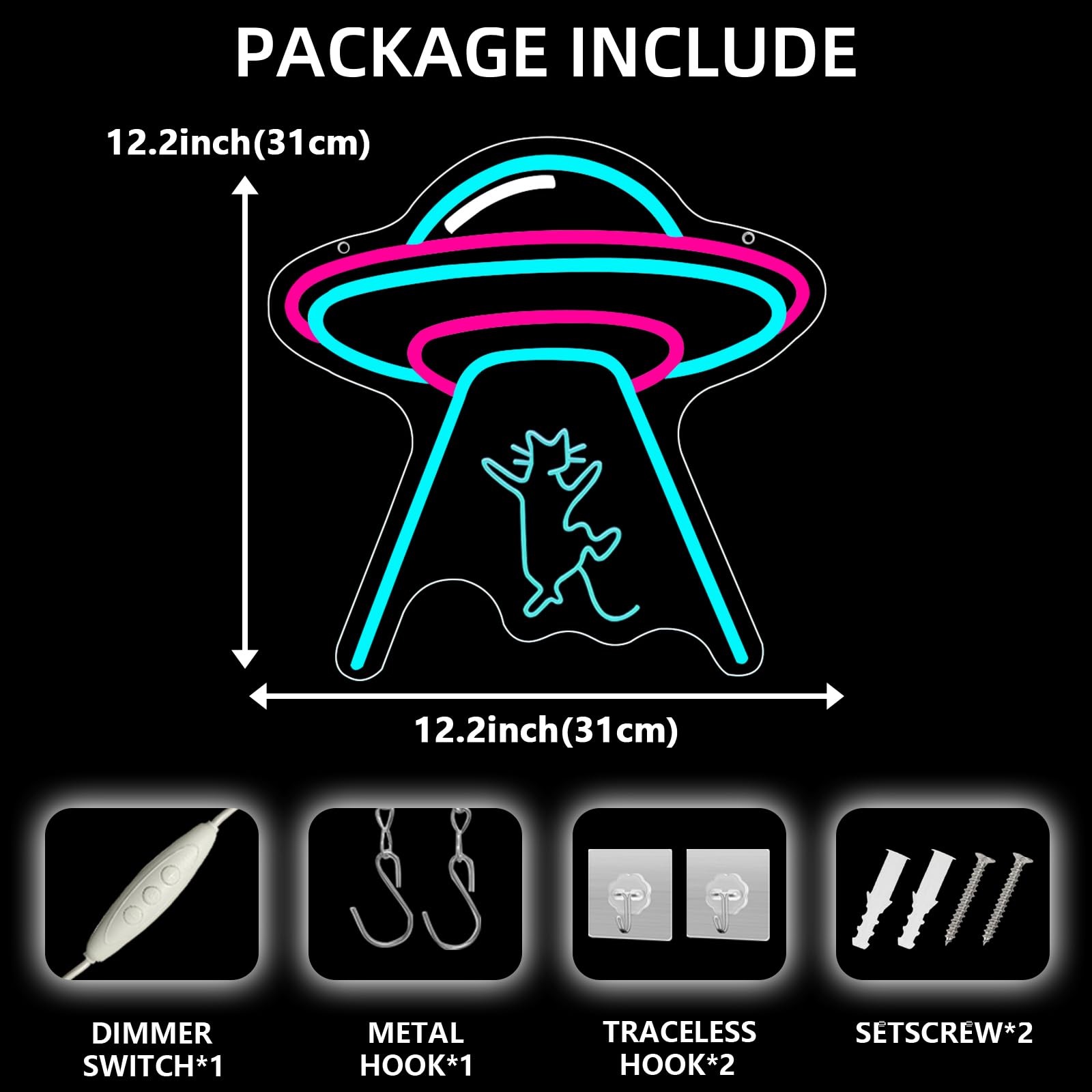 UFO Cat Neon Sign Spaceship Neon Signs Anime LED for Wall Decoration USB Light for Cat Decoration Game Room Home Party Bedroom Bar Pub Room Decor - Image 4