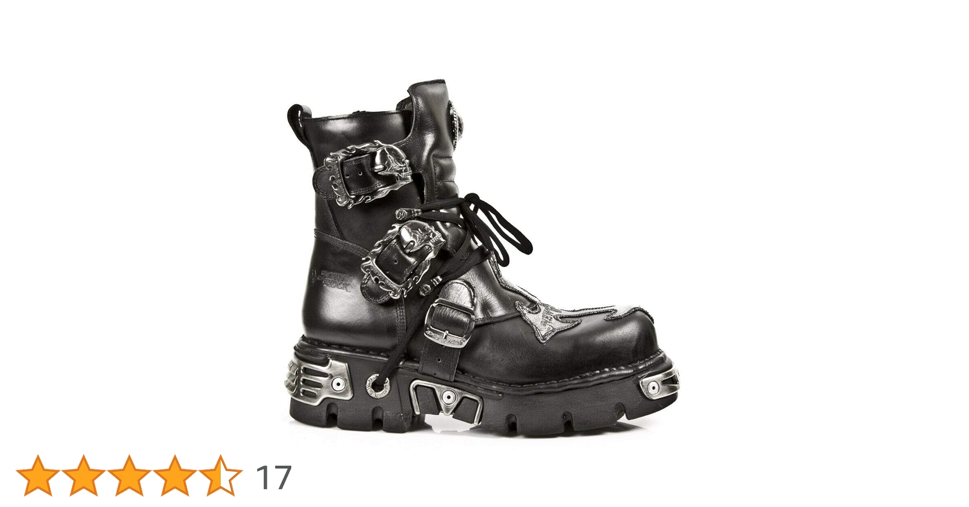 NEW ROCK 407-S1 Silver Cross BOOTS Black Leather Gothic Punk