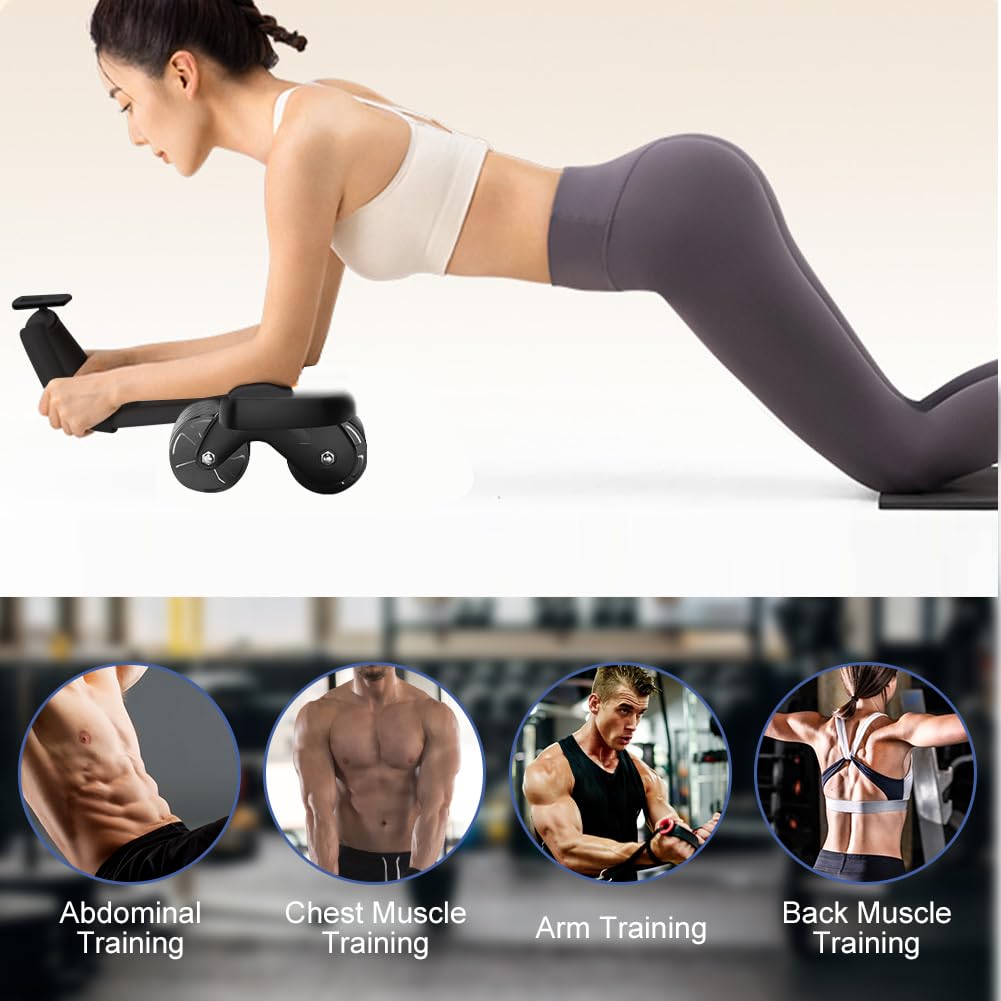 Flintronic Wheels Roller trener brzucha, automatyczne odbijanie brzucha, sprzęt fitness, trenażer brzucha z matą na kolana i timerem, do fitnessu, treningu, treningu