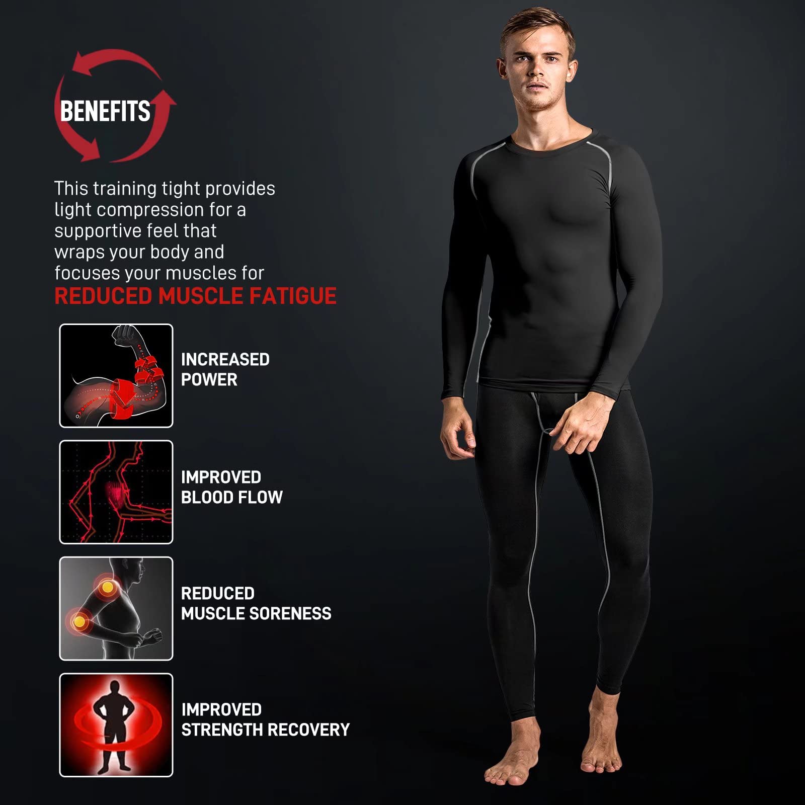Conjunto de ropa interior térmica para hombre, para ciclismo, senderismo, baloncesto, pantalones de compresión y camisa de secado fresco