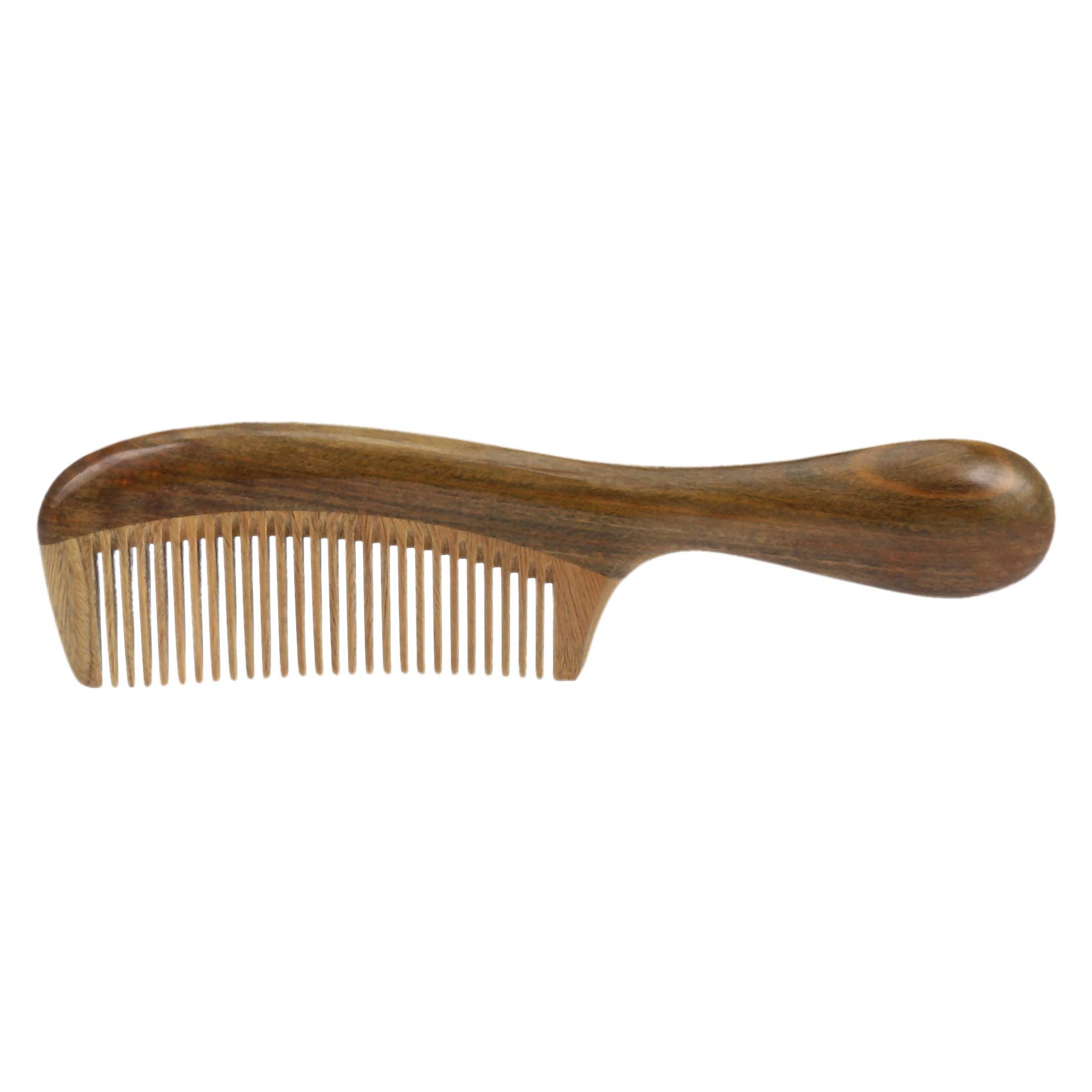 XUJIAN Handmade Natural Green Sandalwood Hair Combs - Anti-Static Sandalwood Scent Natural Hair Detangler Wooden Comb (Wide Tooth)