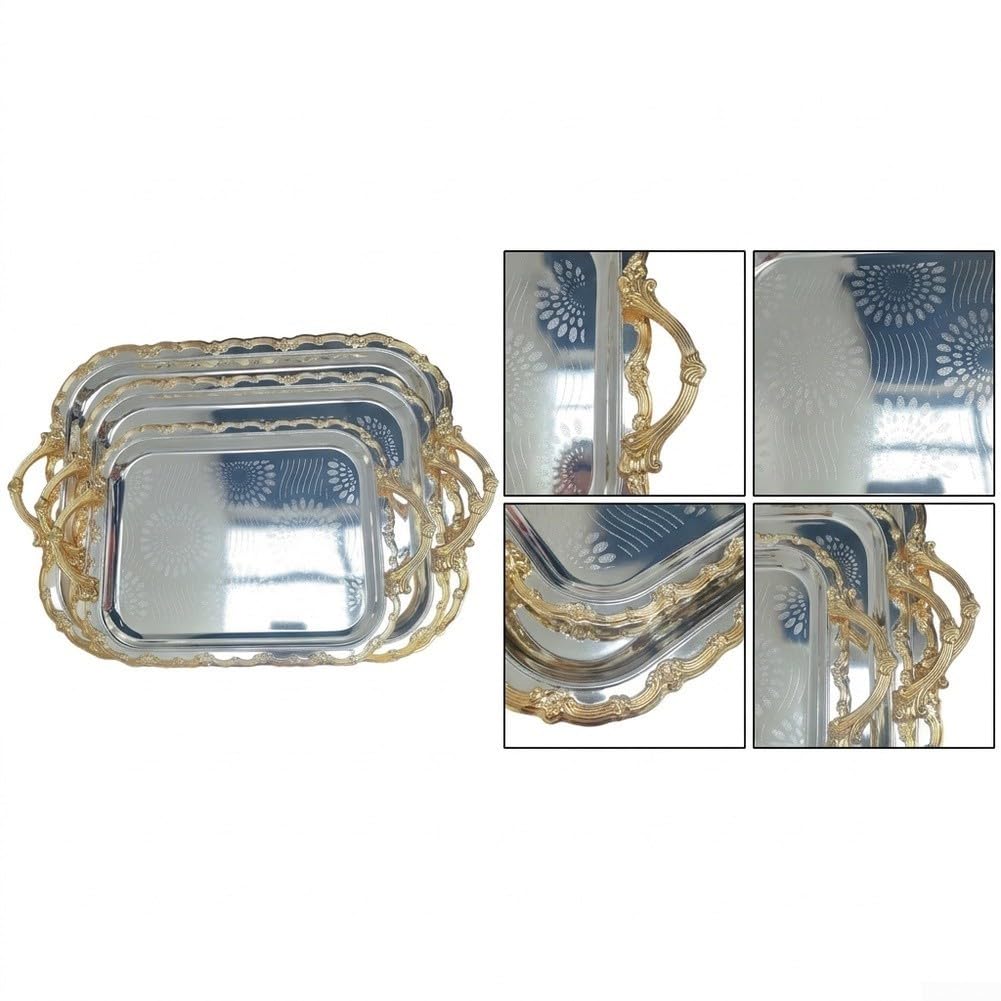 Set Plateaux Métal 3 Tailles Dorure Or et Argentée