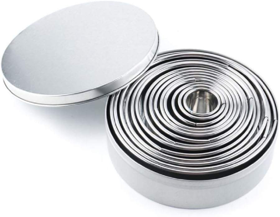Tebery 14 Piece Stainless Steel Round Biscuit Cutter Set, Graduated Circle Pastry Cutters, Heavy Duty Plain Edge Pastry Cutter Set