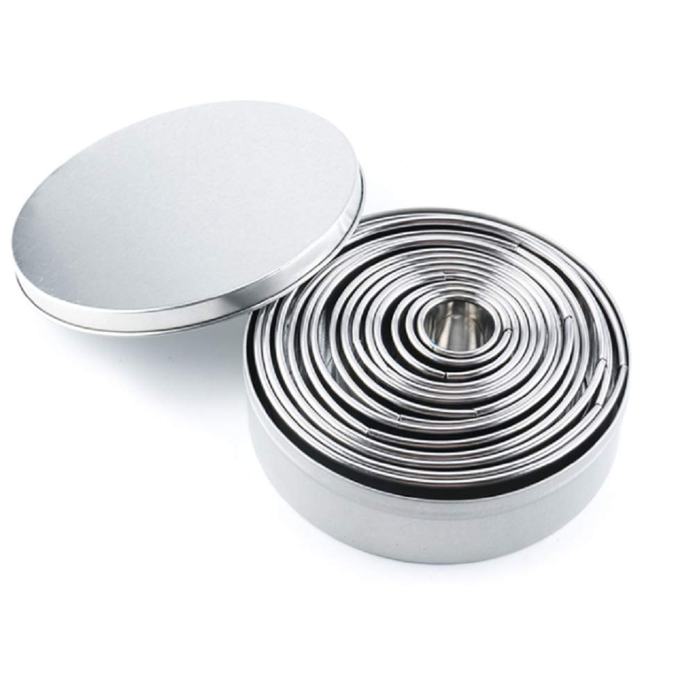Tebery 14 Piece Stainless Steel Round Biscuit Cutter Set, Graduated Circle Pastry Cutters, Heavy Duty Plain Edge Pastry Cutter Set