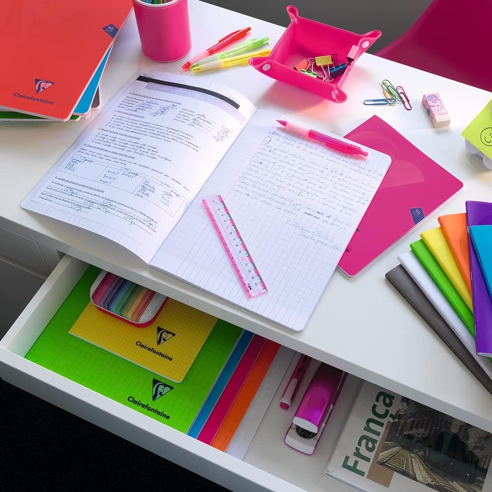 Clairefontaine 323361C A Blue Mimesys Stapled Notebook - 24x32 cm - 96 Seyes Ruled Pages - White Paper 90 g - Polypro Cover