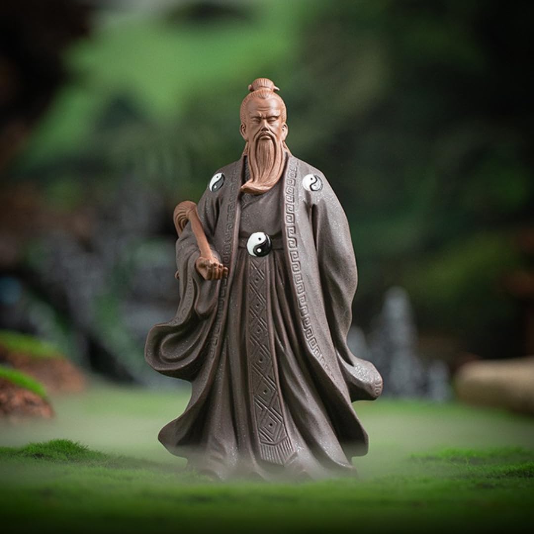 Figuras maestras de Tai Chi de arcilla morada china inspiradas en el zen, estatuas taoístas legendarias de Zhang Sanfeng, esculturas de adorno de Feng Shui hechas a mano para decoración del hogar y la