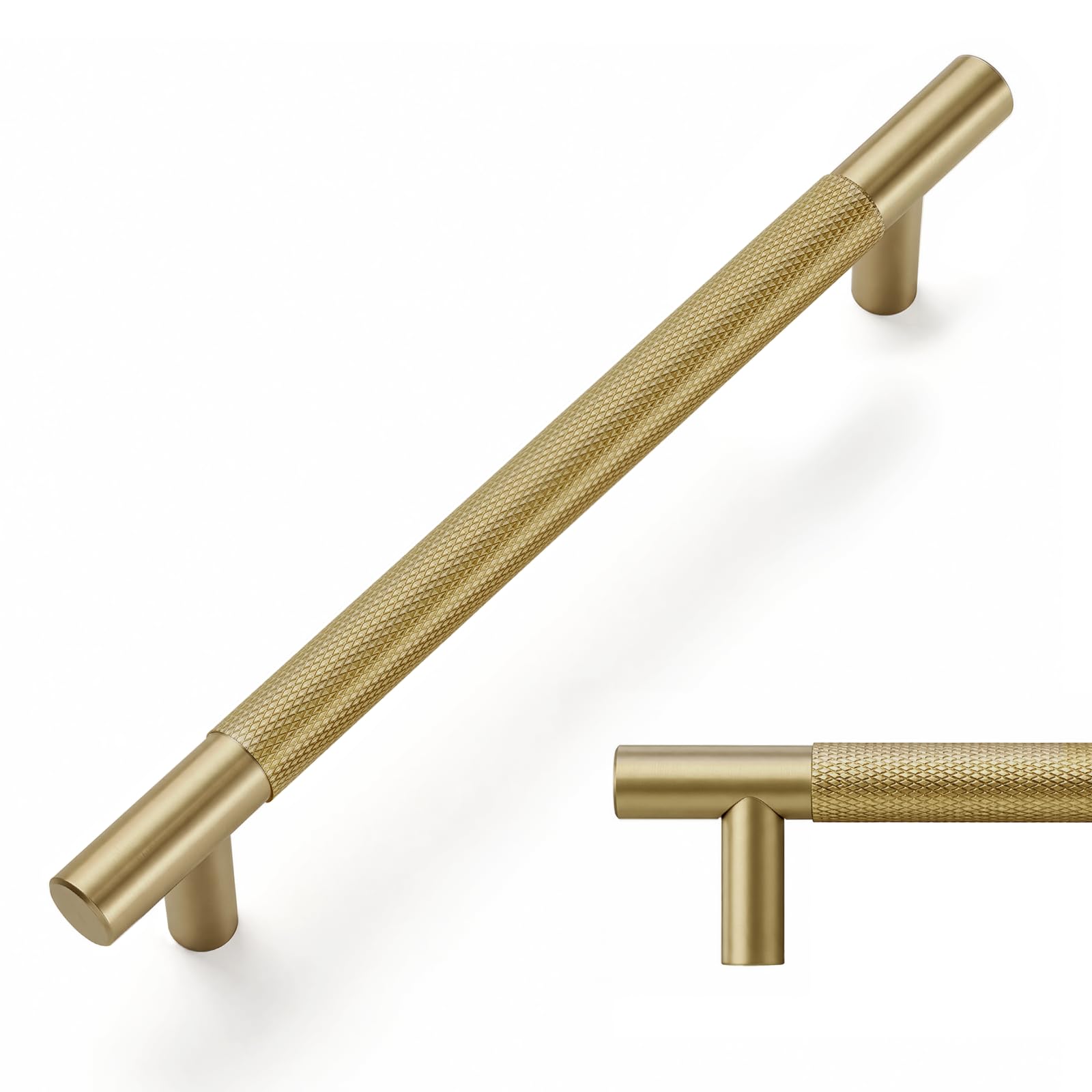 LONTAN 10 Pack Champagne Bronze Kitchen Cabinet Handles 160mm Hole Center — image 1