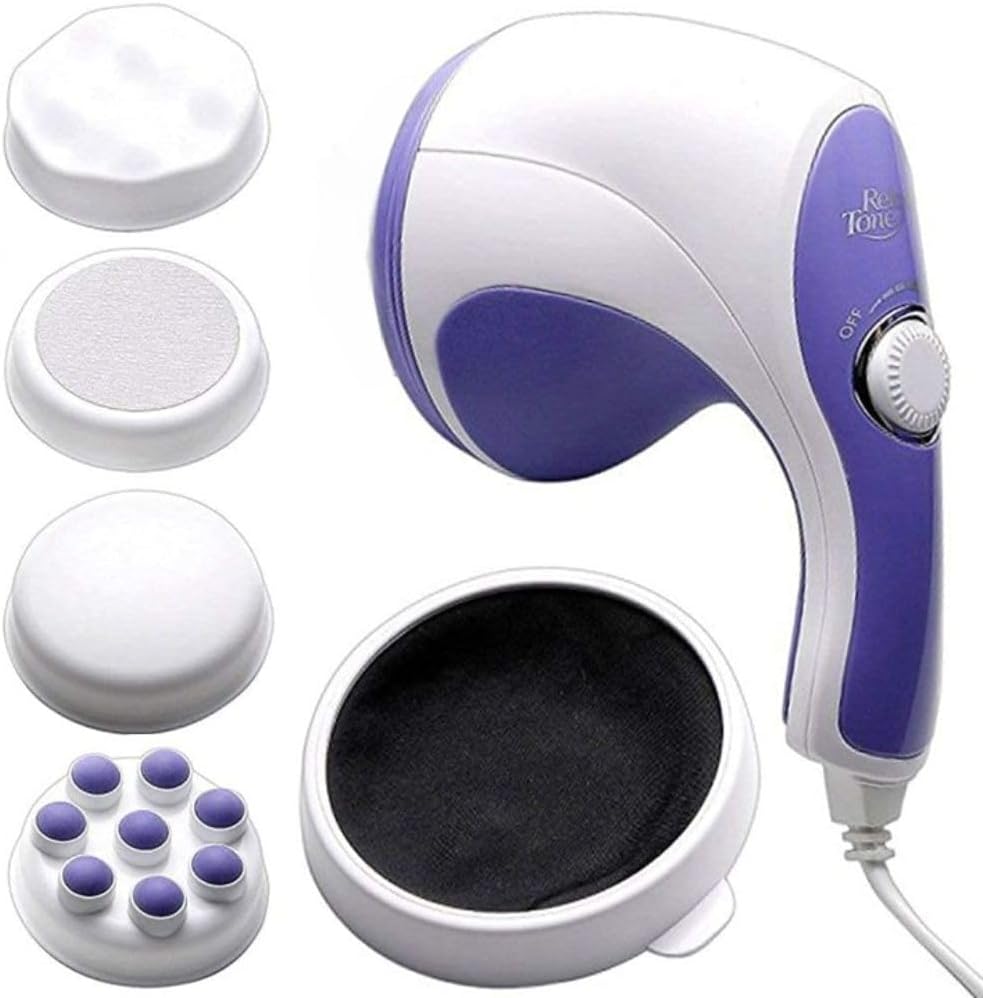 Relax Spin Tone Body Full Body Massager Electric Machine with 3 Massage Heads for Pain Relief and Relaxation, For Back, Leg & Foot,Blue