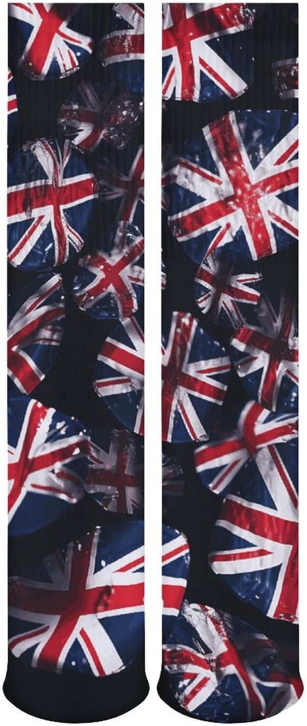 5 Pairs Knee High Socks British Flag Long Tube Boot Seamless Toe