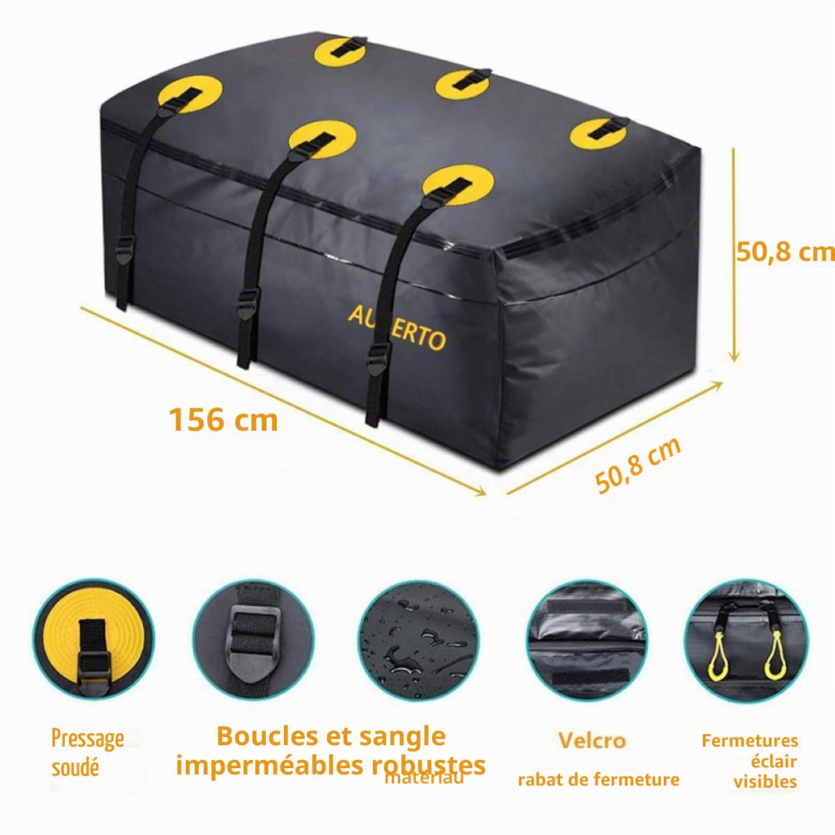 Sac de transport étanche pour attelage de 0,6 m³ - 155 x 61 x 61 cm