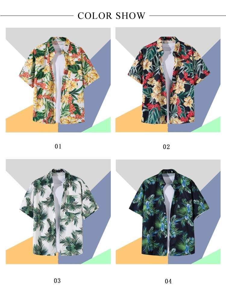 Amazon.co.jp: アロハシャツ メンズ 花柄 ボタニカル柄 シャツ 総柄