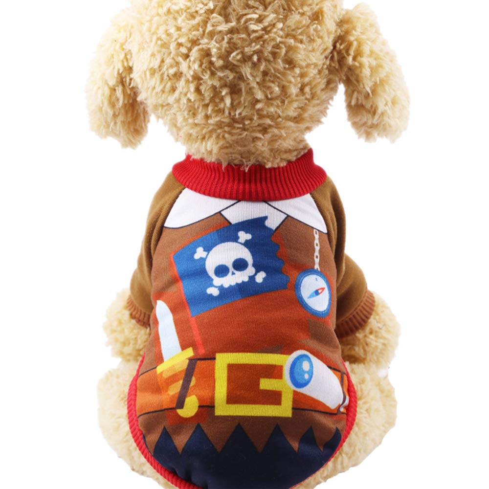 FANSU Pet Halloween Costume Dog Cat, Pumpkin Costume Puppy Cosplay Clothes Design Creative Funny Warm Outfits Pullover Animal Costumes Apparel (2XL,pirate)