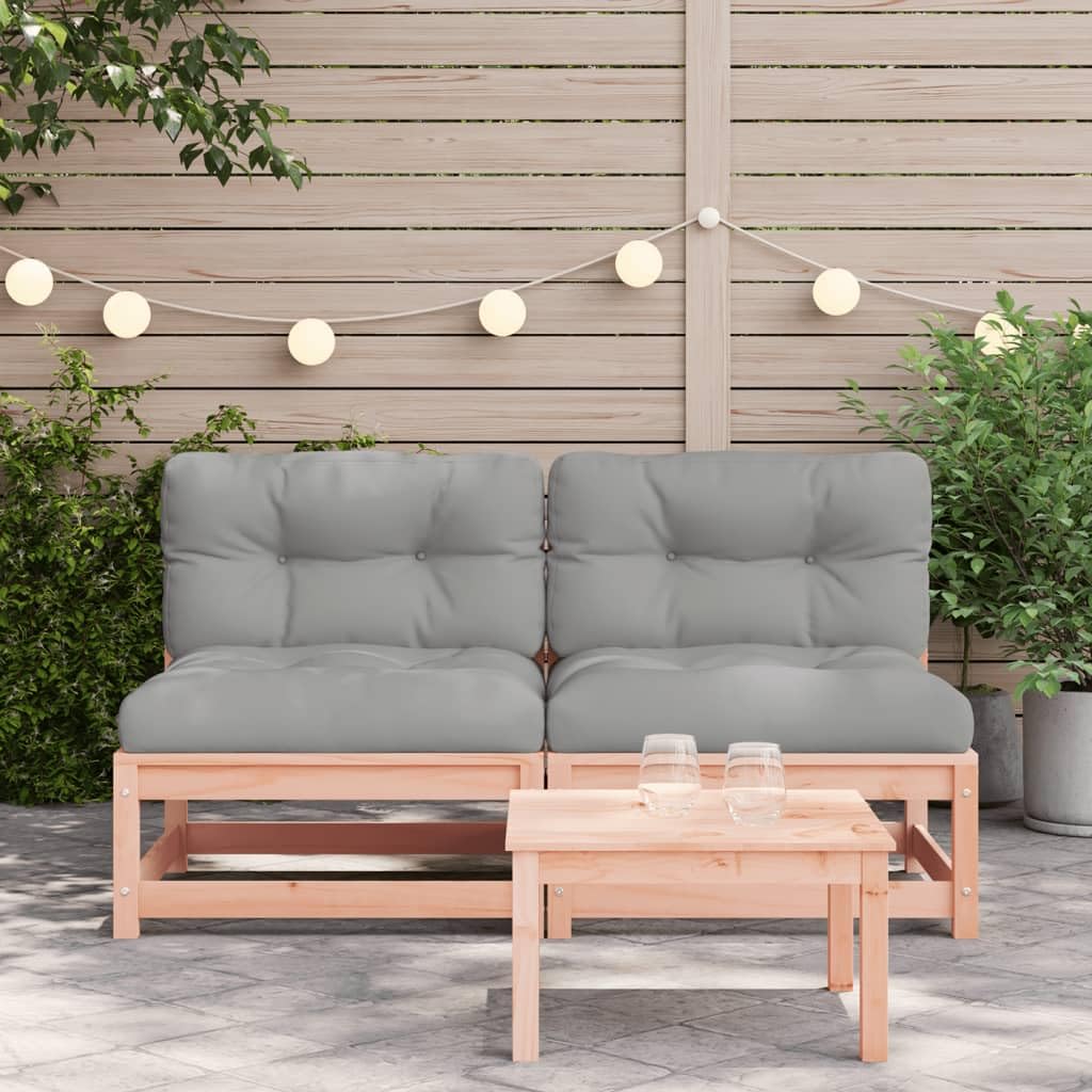 Gecheer Panca da giardino modulare, 2 pezzi, senza braccioli, con cuscini, per giardino, esterni, lounge, divani componibili, panche da giardino, mobili da giardino