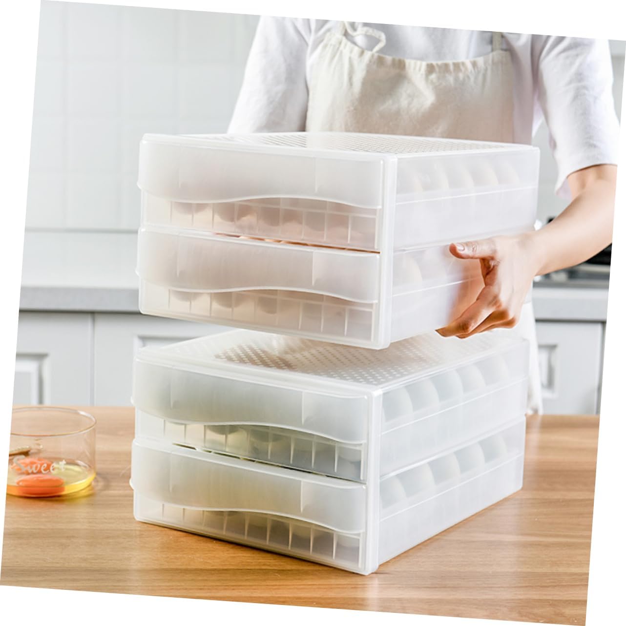 60grids Egg Cartons Reusable Egg Organizer for Refrigerator Plastic Crisper Type