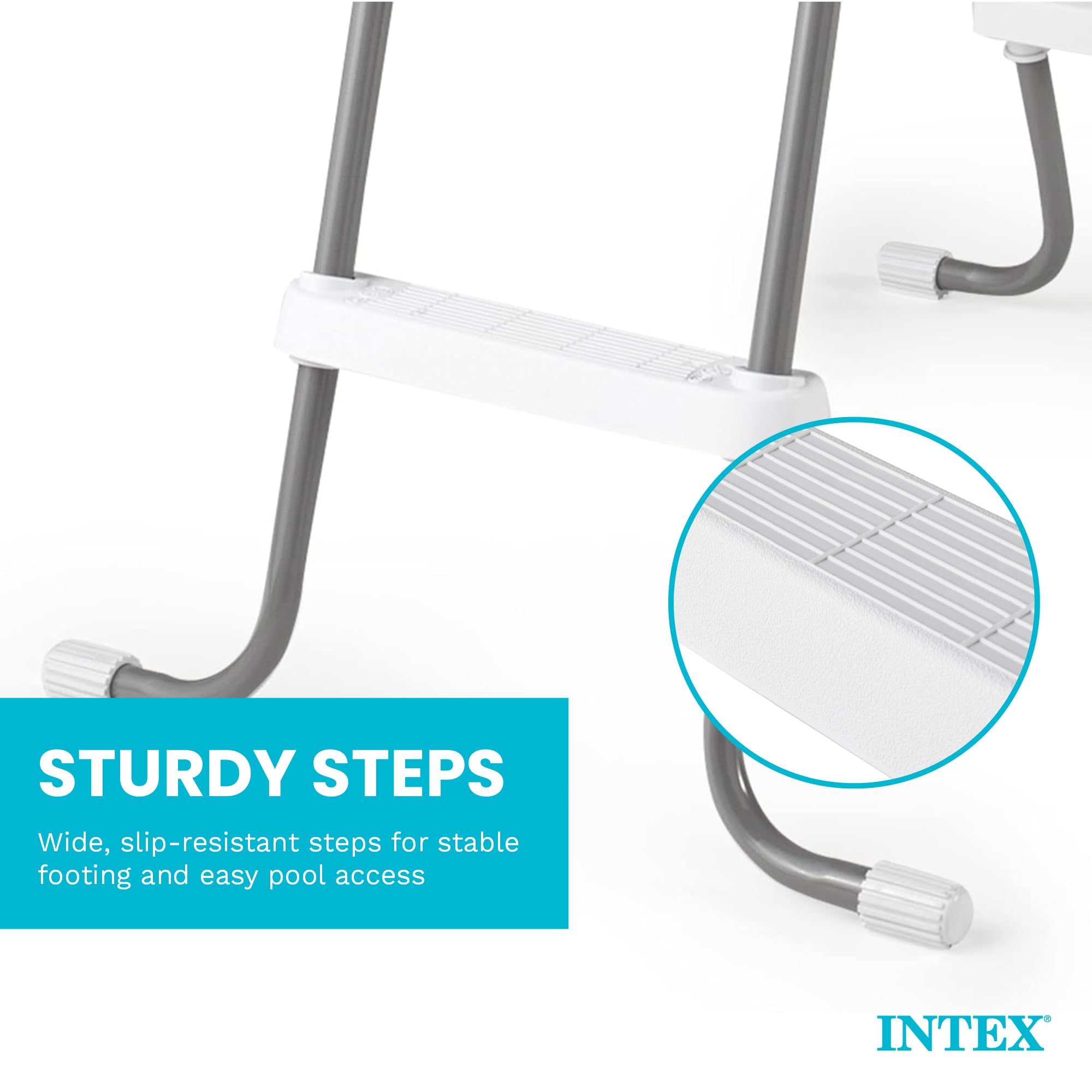 Intex Échelle de Piscine Hors Sol avec Cadre en Acier pour 42 piscines de Hauteur Murale