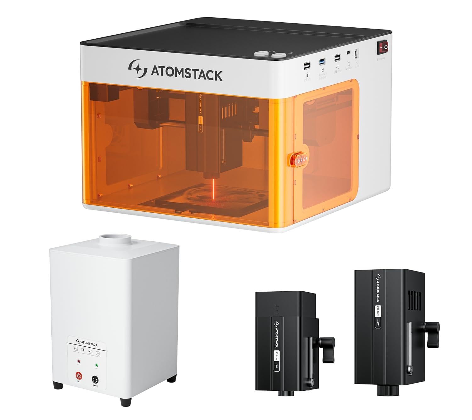 Amazon | ATOMSTACK P1 デュアルレーザー彫刻機 D5空気清浄機セット 5W