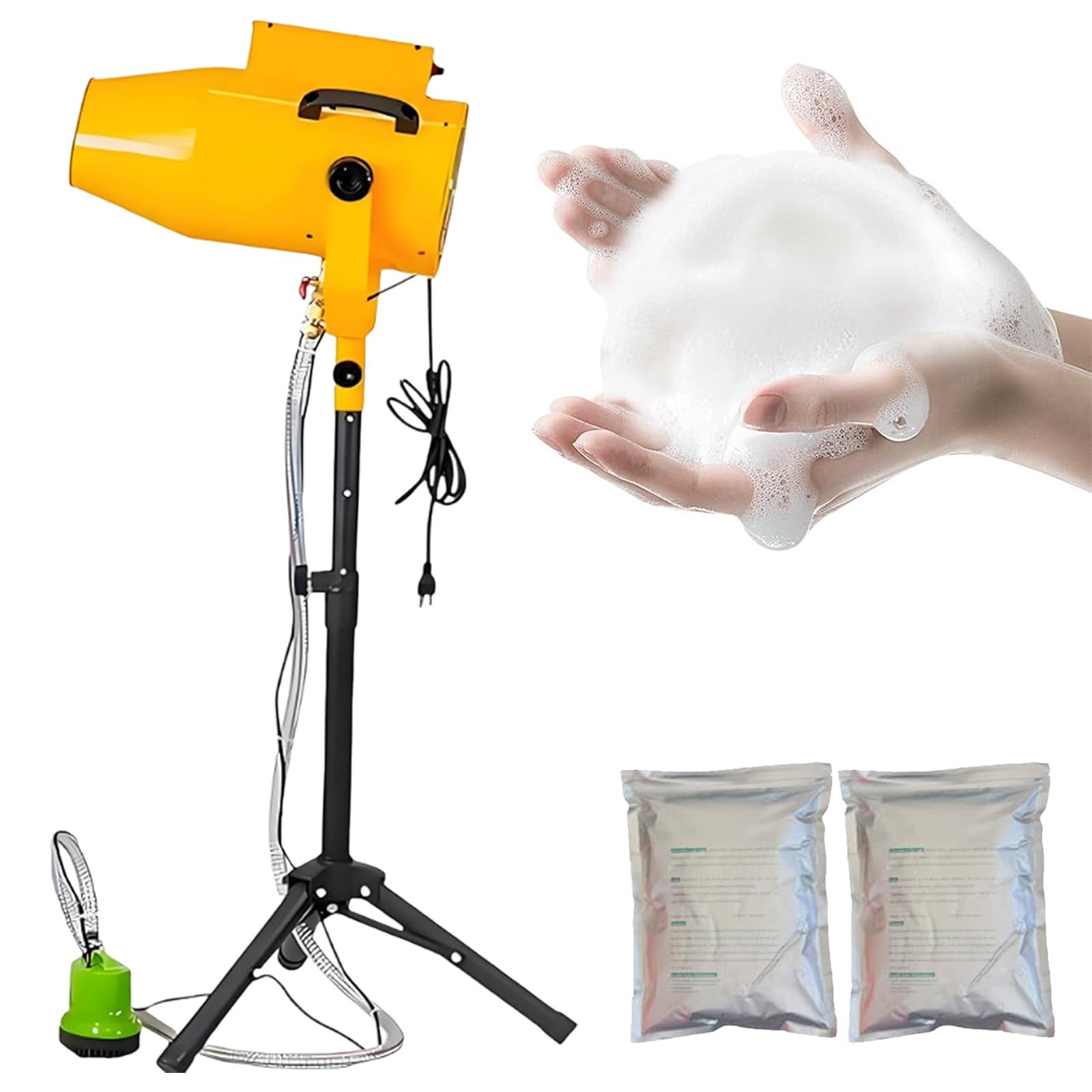 Eastnmythet 1000W Party Foam Machine, Summer Pool Water Foam Cannon for Backyard Outdoor Events Birthdays Celebrations, 6-10m Distance Yellow