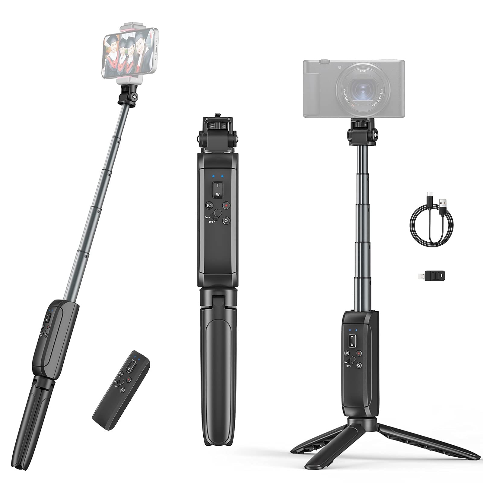 Amazon | Ulanzi MT-40 ポータブル拡張可能自撮り棒三脚ハンドヘルド