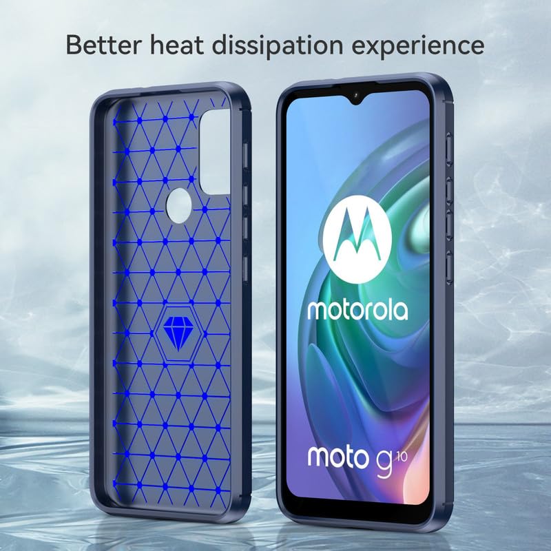Image of Hybrid Carbon Fiber Back Case for Moto G10 Power /Moto G30 (Blue)