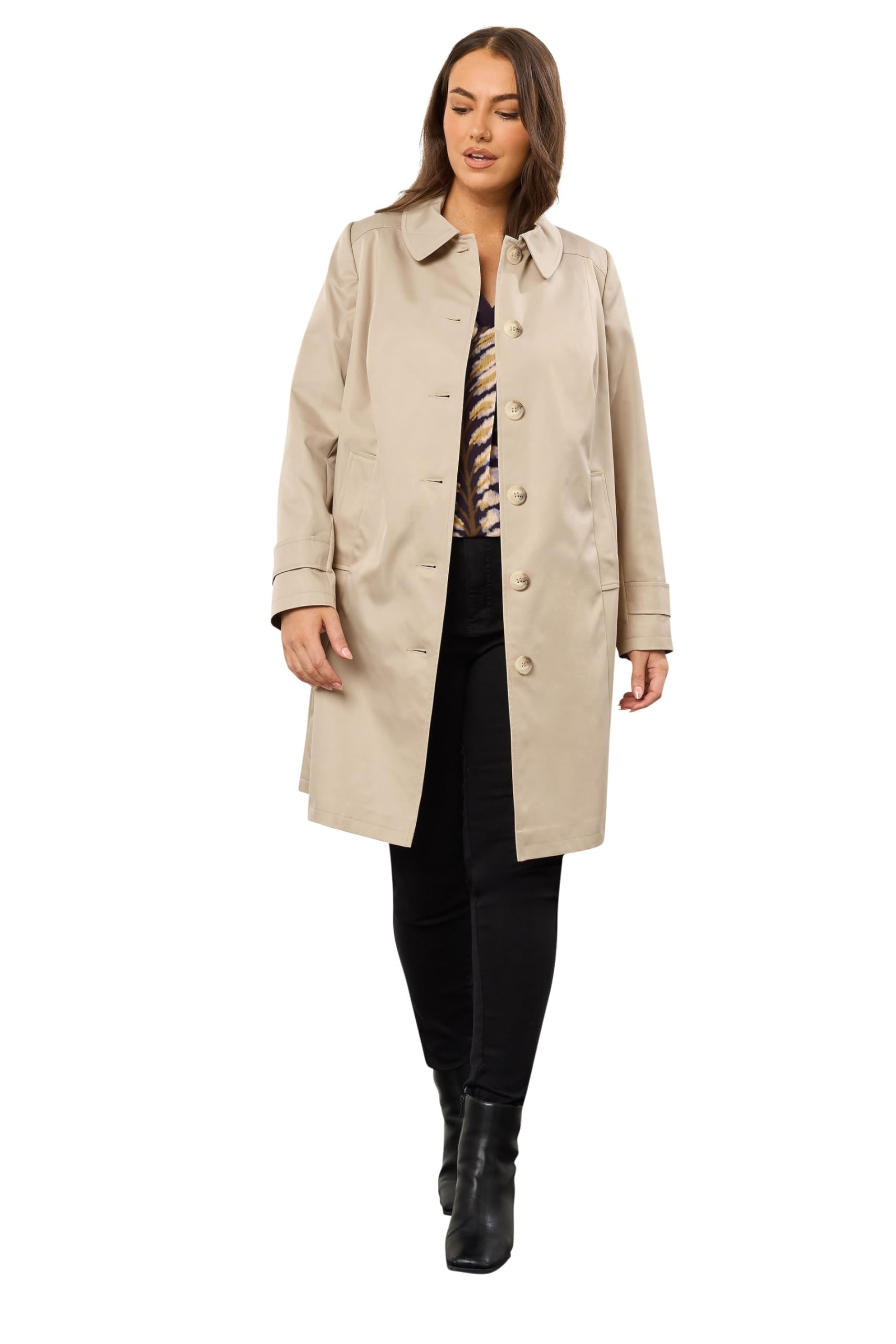 Evans Women's Natural Curve Brown Trench Coat - Plus Size Curve