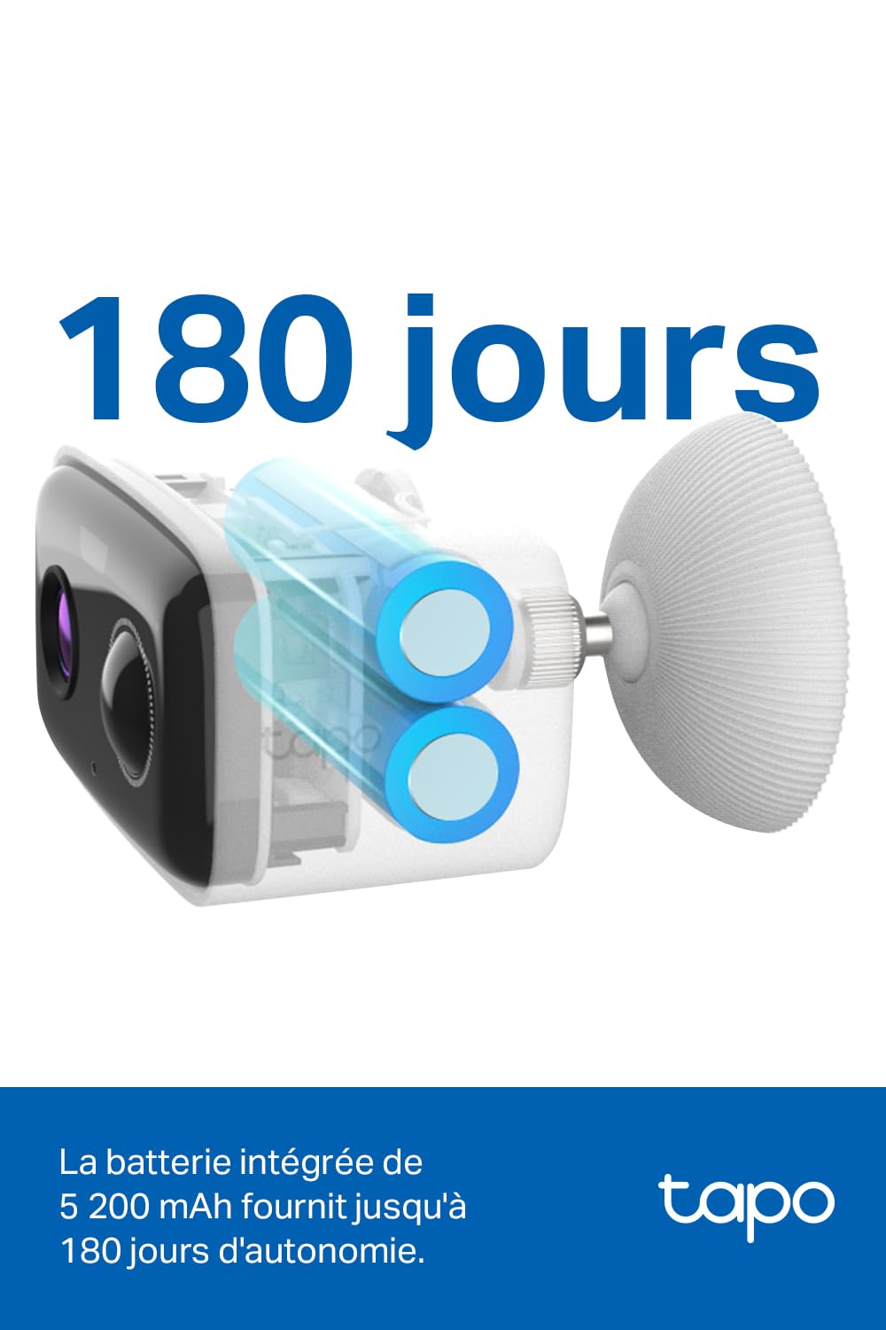 Tapo C400 Caméra de Surveillance WiFi extérieure Full HD, Batterie 5200 mAh, jusqu'à 180 Jours d'autonomie, Vision Nocturne Couleur, détection de Personne, Alarme sonore et Lumineuse, IP65