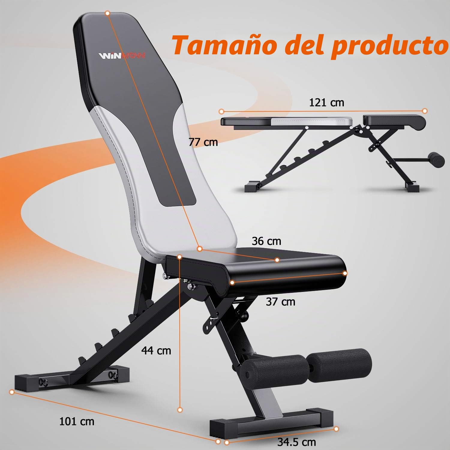WINNOW Banco de Pesas Ajustable Banco de Entrenamiento Plegable para el Hogar Banco Plano Inclinado Invertido Banco de Musculación Multiuso …