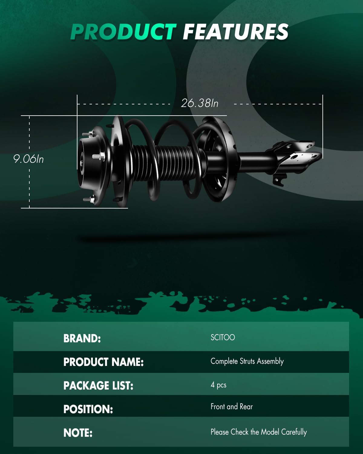 SCITOO Front and Rear Pair Strut & Spring Complete Assembly Compatible with 2008-2011 for Subaru Impreza Complete Struts 1331911L 1331911R 272696