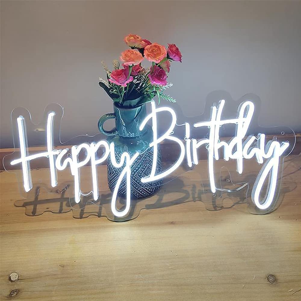 Happy Birthday Neonschild Custom Party Neon Schild Wand Hintergrund Schlafzimmer Dekor LED Schild Junggesellinnenabschied Happy Birthday Neonlicht Schild für Halloween Geburtstag Party Dekorationen