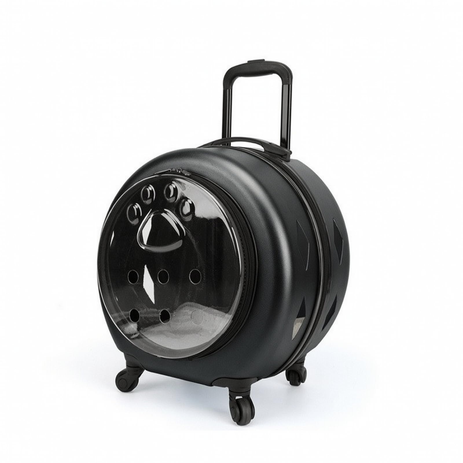Transportín con Ruedas Amplio Transportín con Frontal Transparente Bolsa Transporte para s, Negro, 1922-Negro