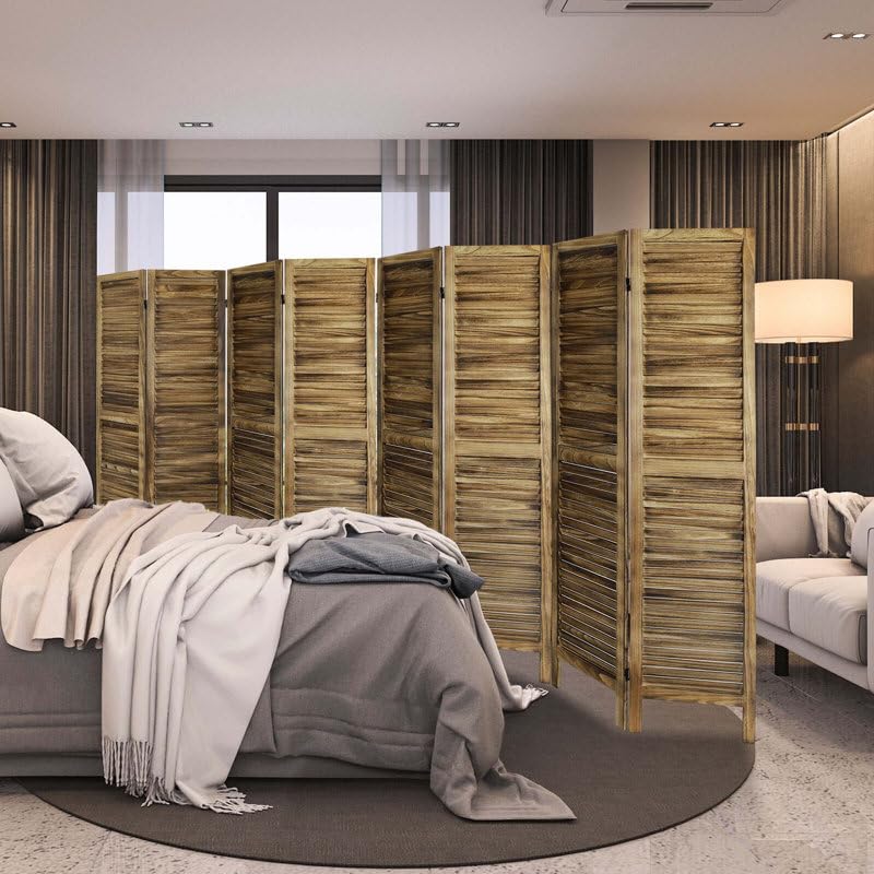 COZYDOR 4-Panel Solid Wood Folding Room Divider – Premium Wooden Privacy Screen, Freestanding Partition for Living Room, Bedroom, Office, and Home Décor (Brown 8)-image-11