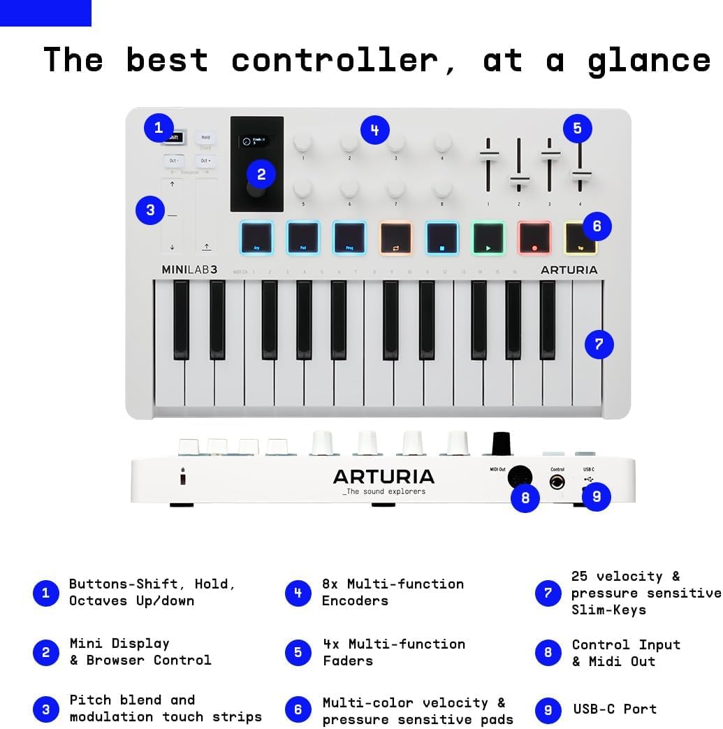 Amazon.com: Arturia MiniLab 3 MIDI Controller & Beatstep Compact