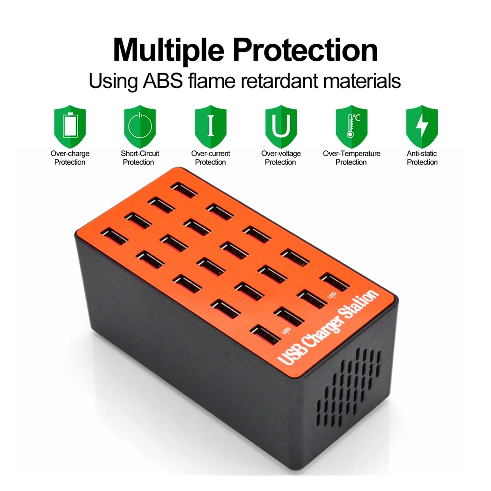 Caricabatterie multi USB da 90 W, HUB con 20 porte, dock for stazione di ricarica casa universali parete for telefoni cellulari Design portatile