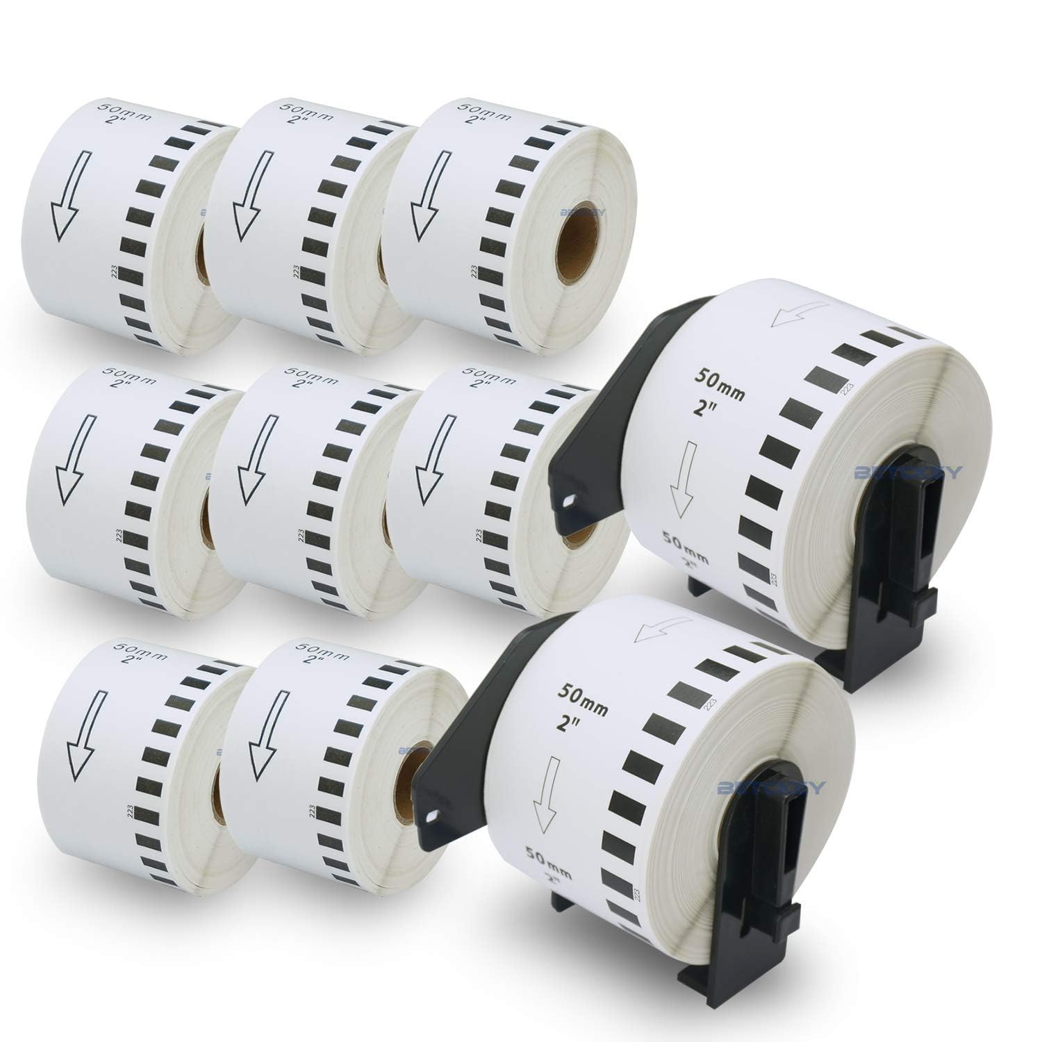 BETCKEY 10 Rollos Etiquetas Adhesivas 50mm x 30.48m Papel Térmico para Brother QL Impresoras