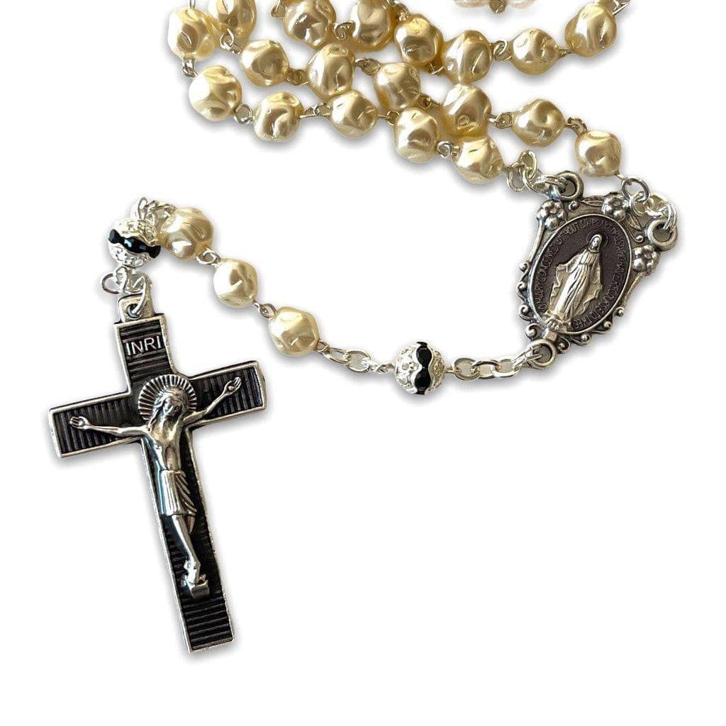 Catholically Miraculous Medal - Mop Rosary - Black - Blessed by Pope Francis