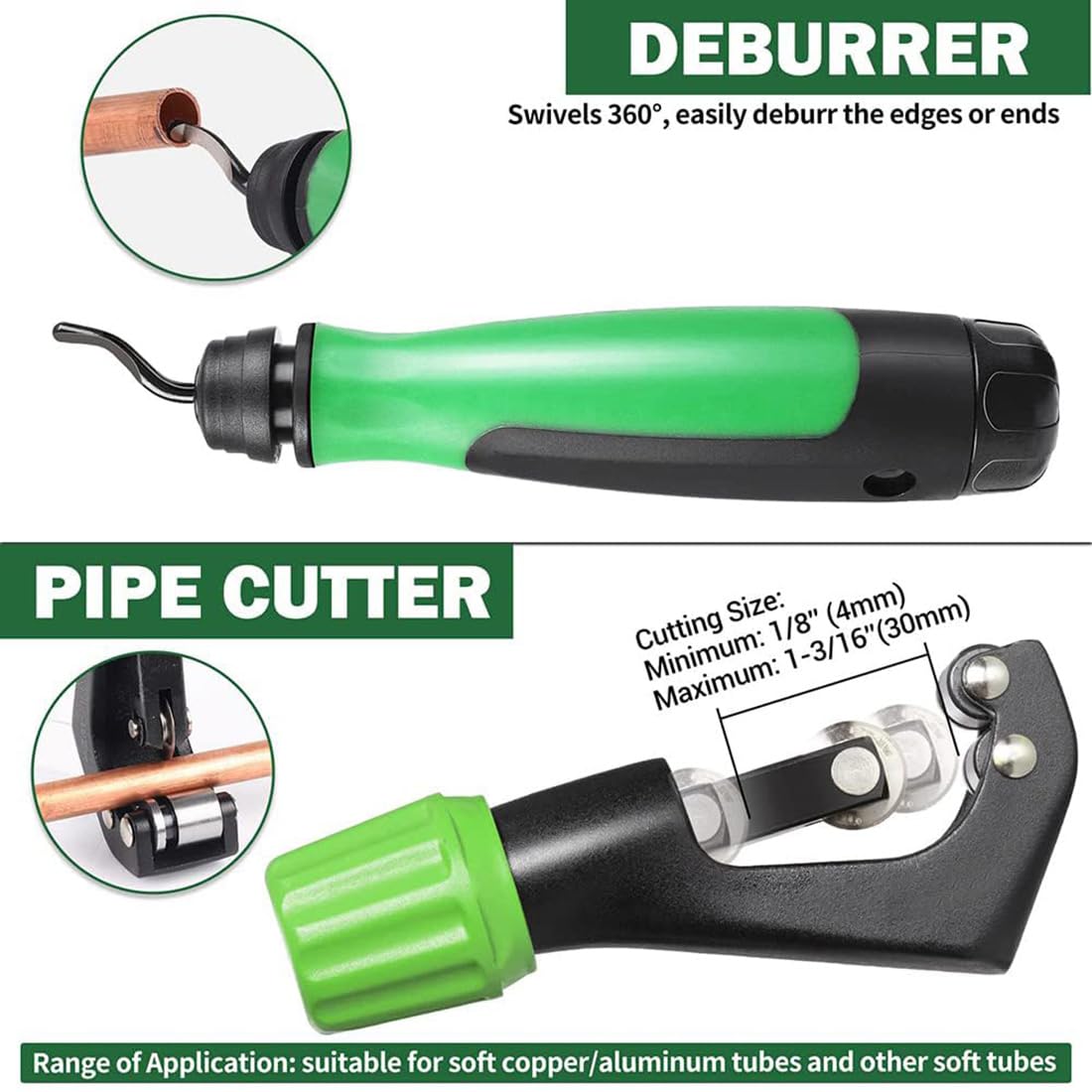 Kit de herramientas de ensanchamiento eléctrico, herramienta de ensanchamiento excéntrico rápido de 5 segundos para tubos de cobre, aluminio y latón de 1/10.2 cm-3/10.2 cm, incluye cortador de