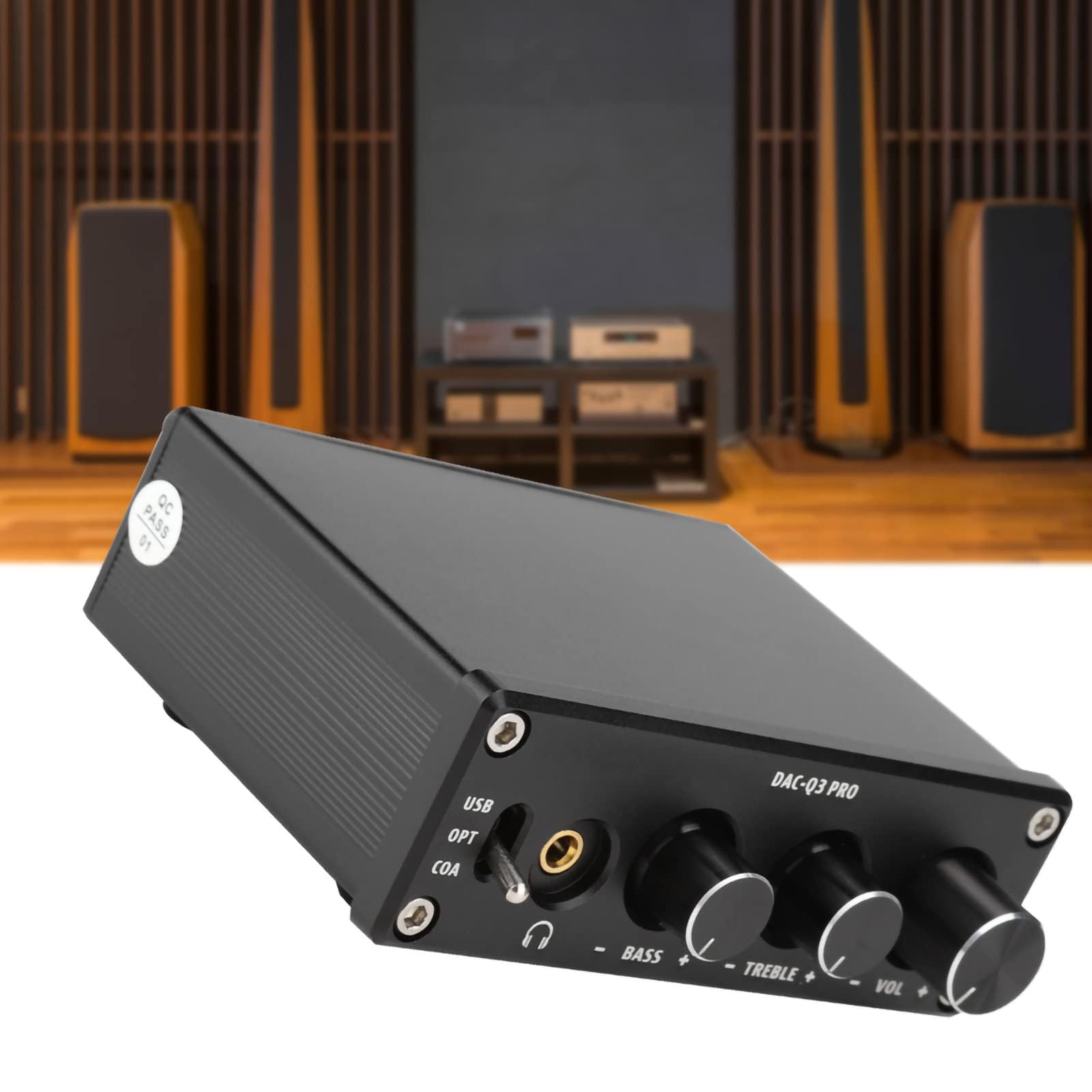 Convertisseur Audio Numérique vers Analogique AC Q3 Pro DAC, Convertisseur Audio avec Amplificateur De Casque, Décodeur Audio Numérique vers Analogique pour Casque 3,5 Mm(Noir)