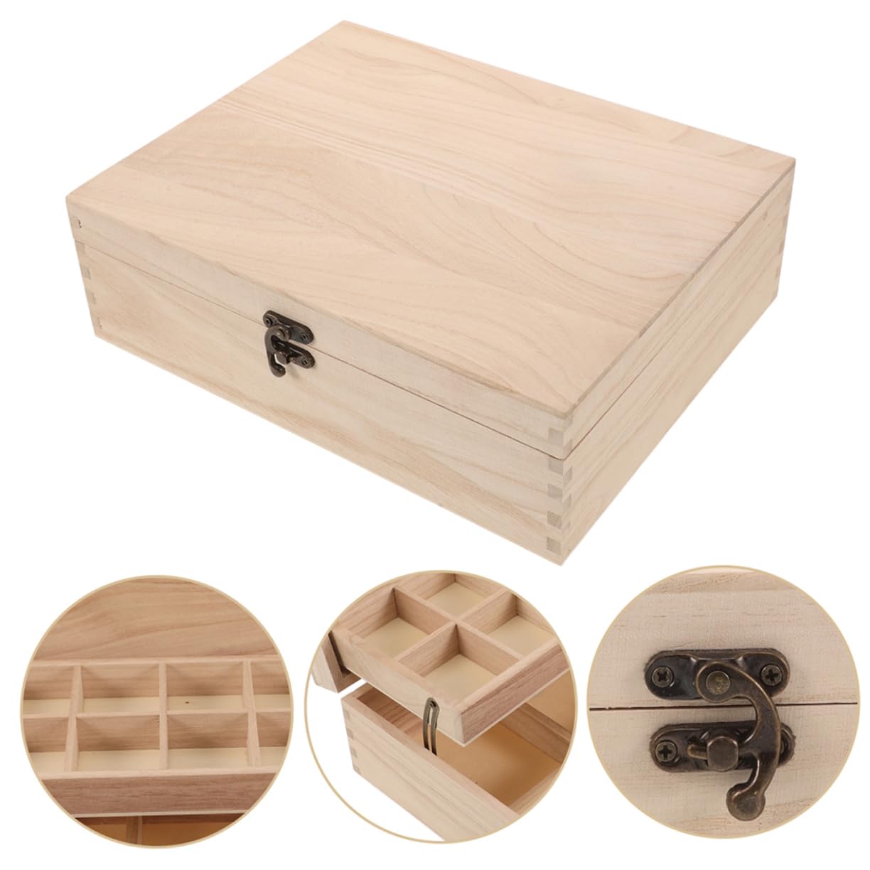 Toddmomy Große Schmuckschatulle, 2 Stück, Abschließbar, Beige