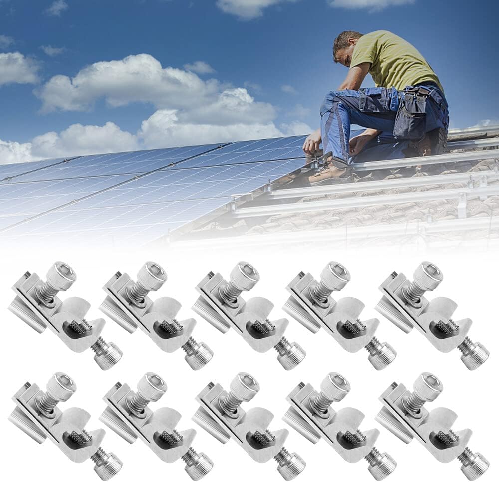 Opamoo 4 Stück Solarmodul Halterung Endklemme Kit, Erdungsklemme Für PV