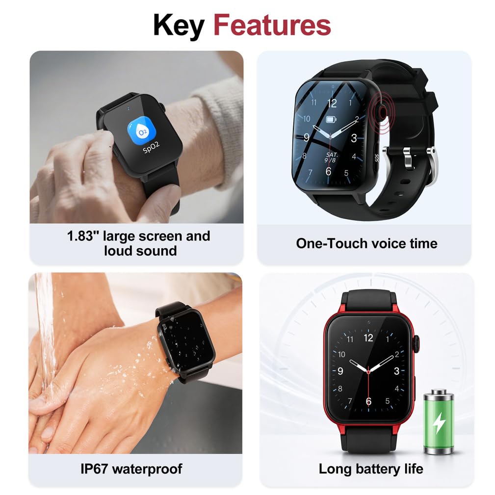 4G Senioren Smartwatch mit SOS GPS Sturzerkennung Videoanruf | Großes Farbdisplay, Zwei-Wege-Kommunikation, Sicherheitszone, Sprachansage, Komfortarmband