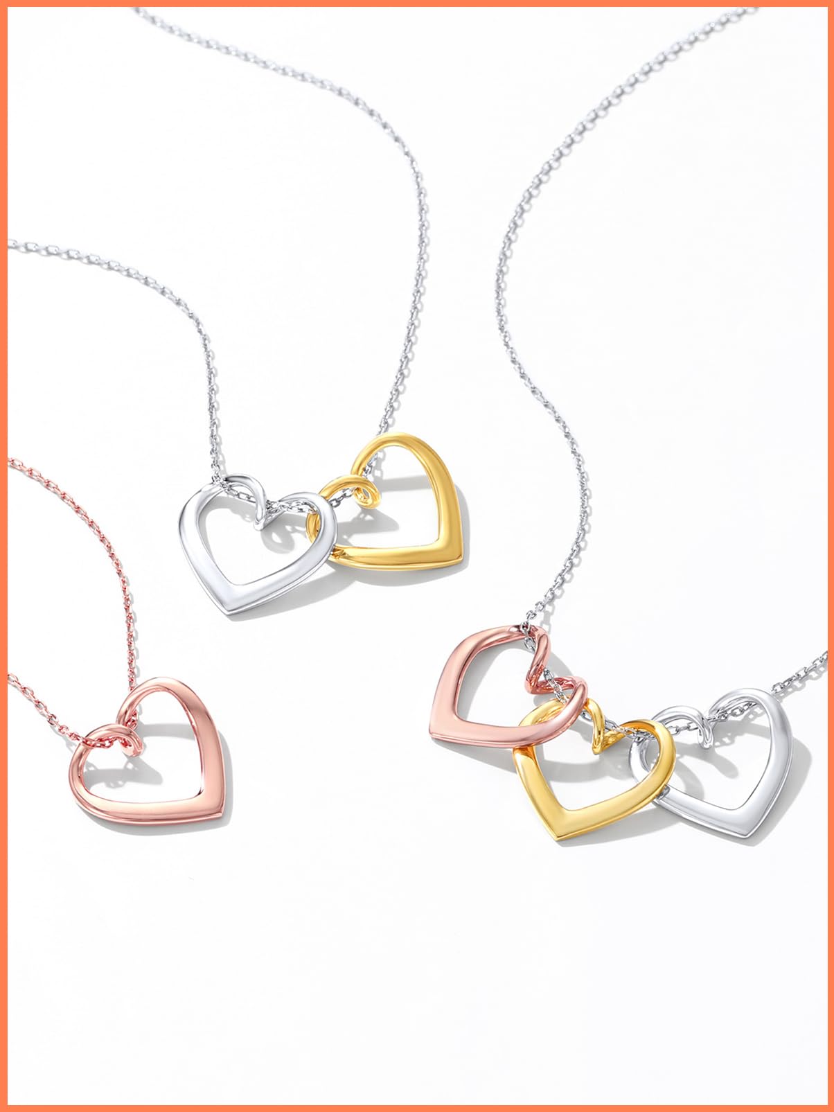 Silvora Damen Halskette 925 Silber Herz Anhänger Silberne Kette Frauen Mädchen Zirkon Herz Halsketten Kristallkette in Silber/Gold/Rosegold 41cm+5cm lang Geschenke für Geburstag Weihnachten Muttertag